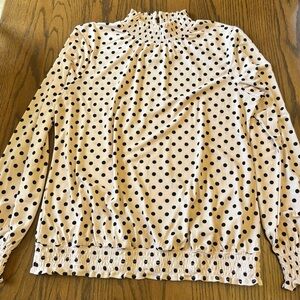 Adrianna Papell Black and Blush Polka Dot Blouse